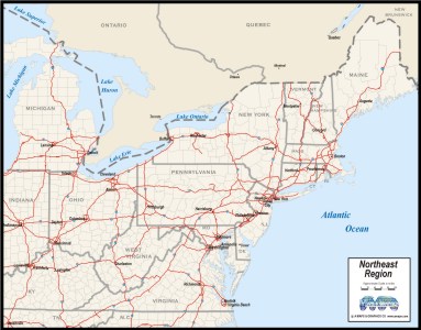 northeast map interstate cities states highways region maps print metro